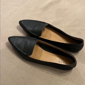 J. Crew Black Pointed-Toe Leather Slippers